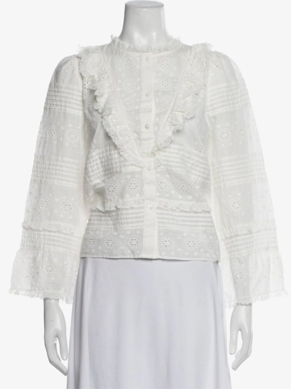 Sezane White Cotton Lace Blouse - Size 34 (US S)